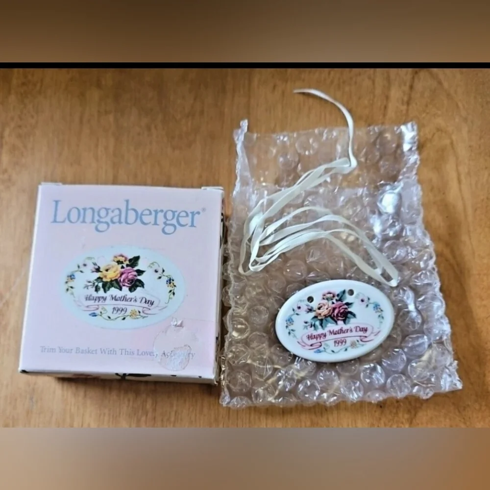 Longaberger 1999‎ Mother's Day Tie-On Ceramic Tag, Dated 1999 - NIB